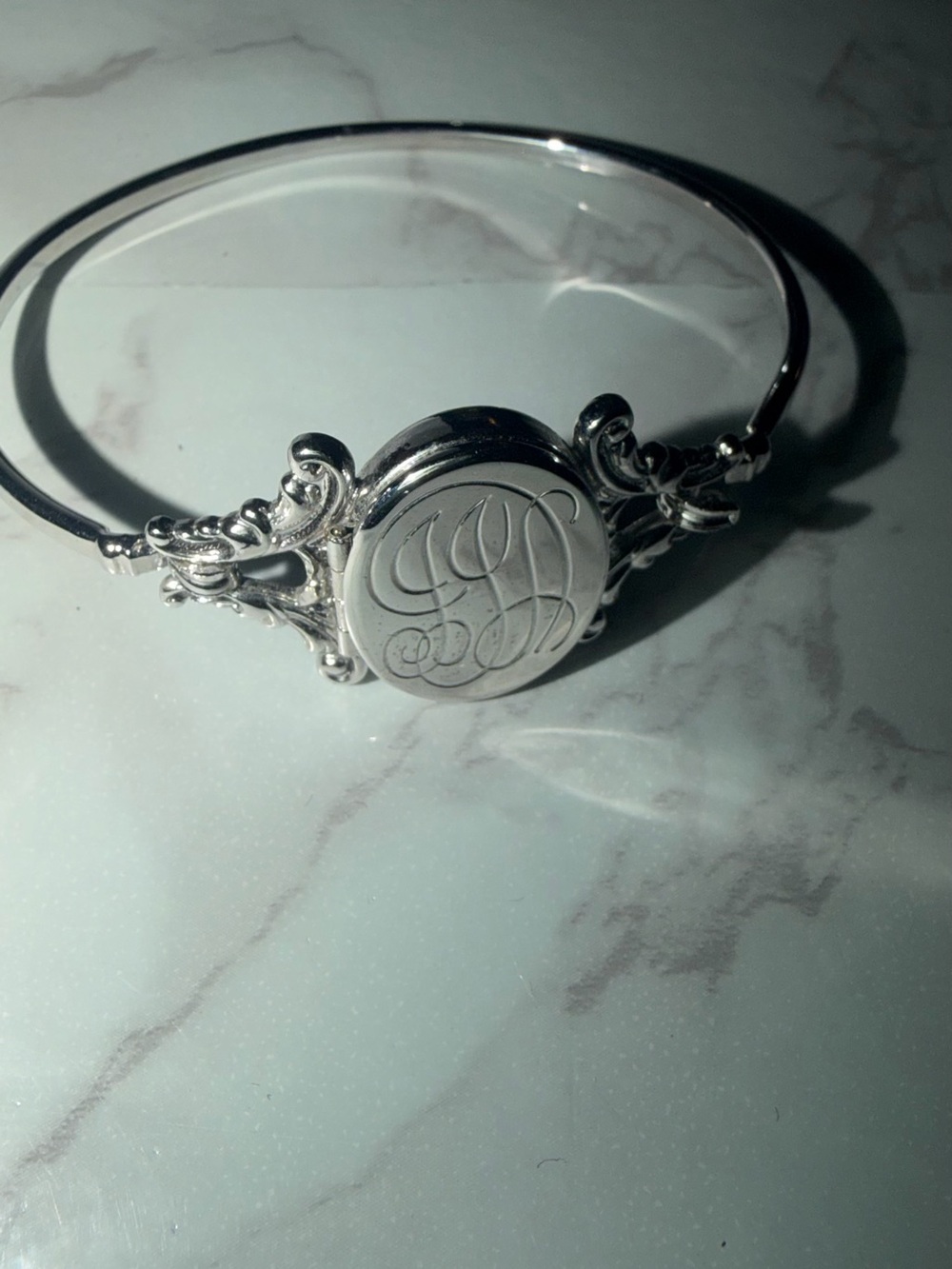 Avon Silver-Tone Monogram Bangle Bracelet